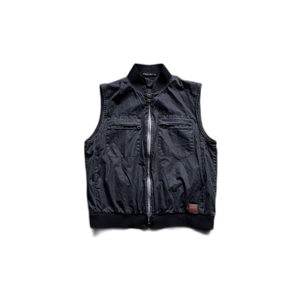 HUGO BOSS VEST MENS BLACK MADE IN POLAND DISTRESSED SMALL